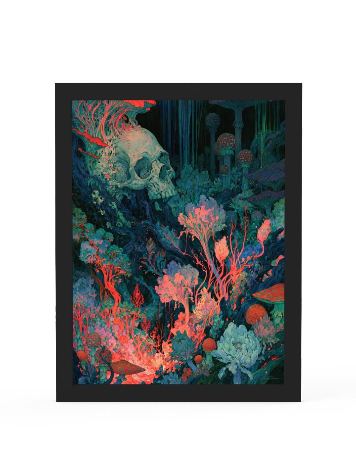 Mushroom Skull Framed Art Print — Skull in the Mushroom Garden
