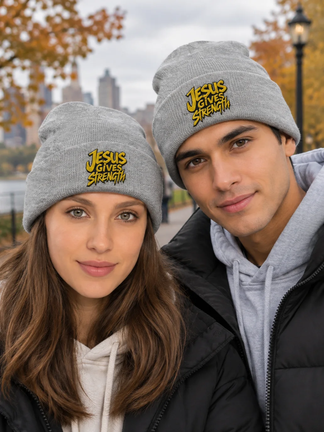 Jesus Gives Strength Embroidered Beanie product image (3)