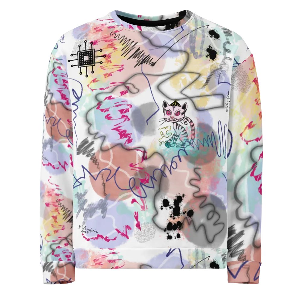 ScribbleWear 'PinkHat Cat' Unisex Art Sweatshirt product image (1)