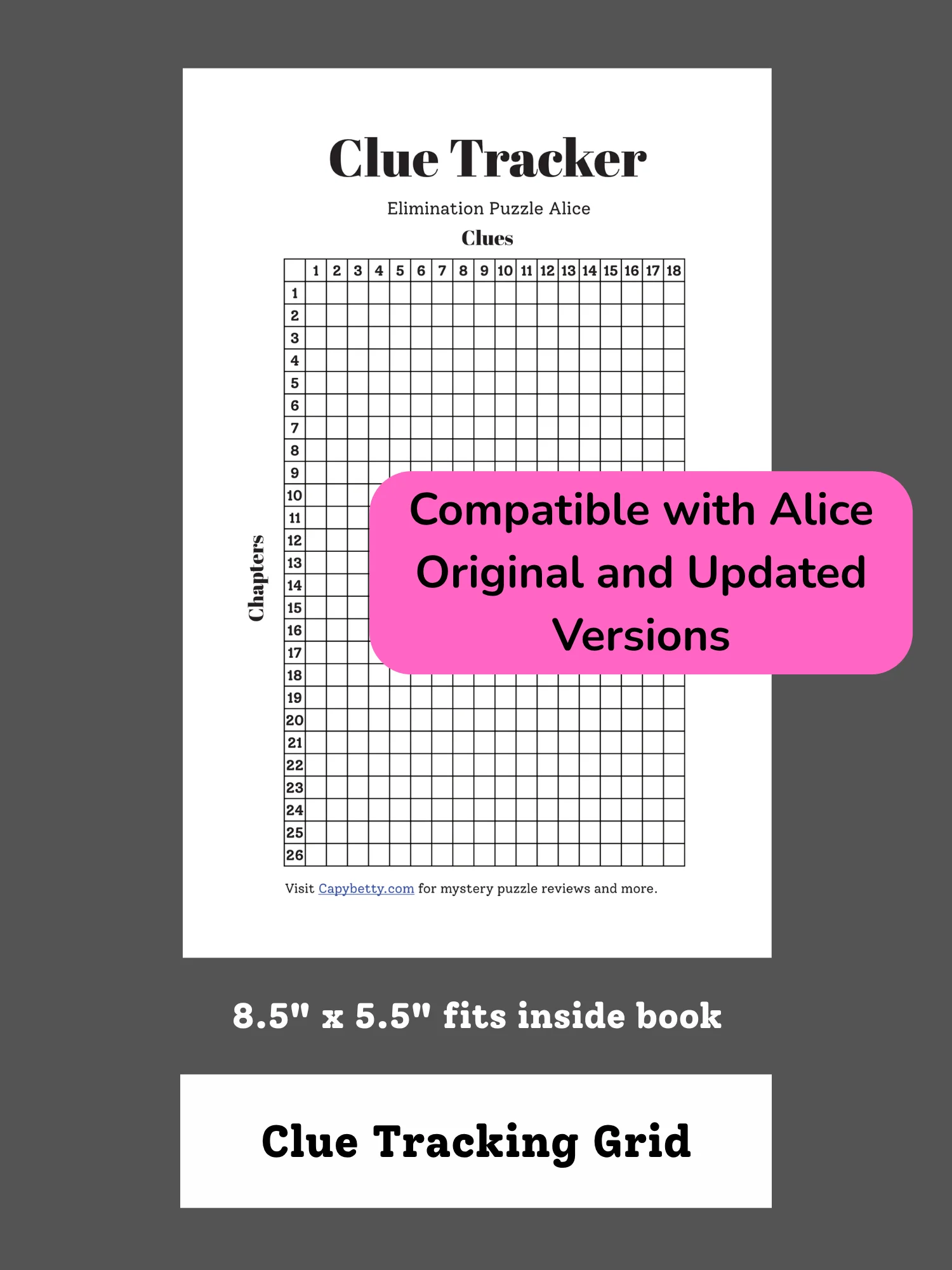 Printable Alice Clue Tracker and Quick Reference PDF File product image (3)