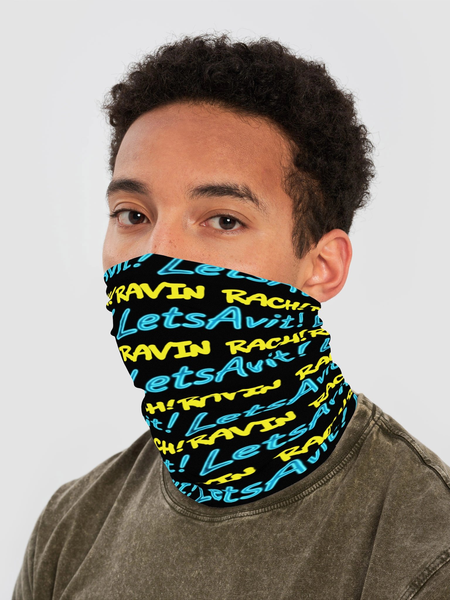 LetsAvit! Ravin Rach! Neon blue Neck Gaiter product image (2)