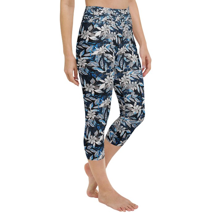 Blue White Garden Capri Leggings product image (2)