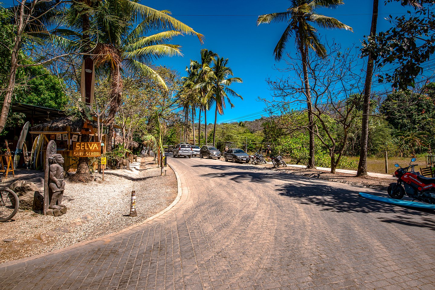 The main road in central Guiones, Costa Rica