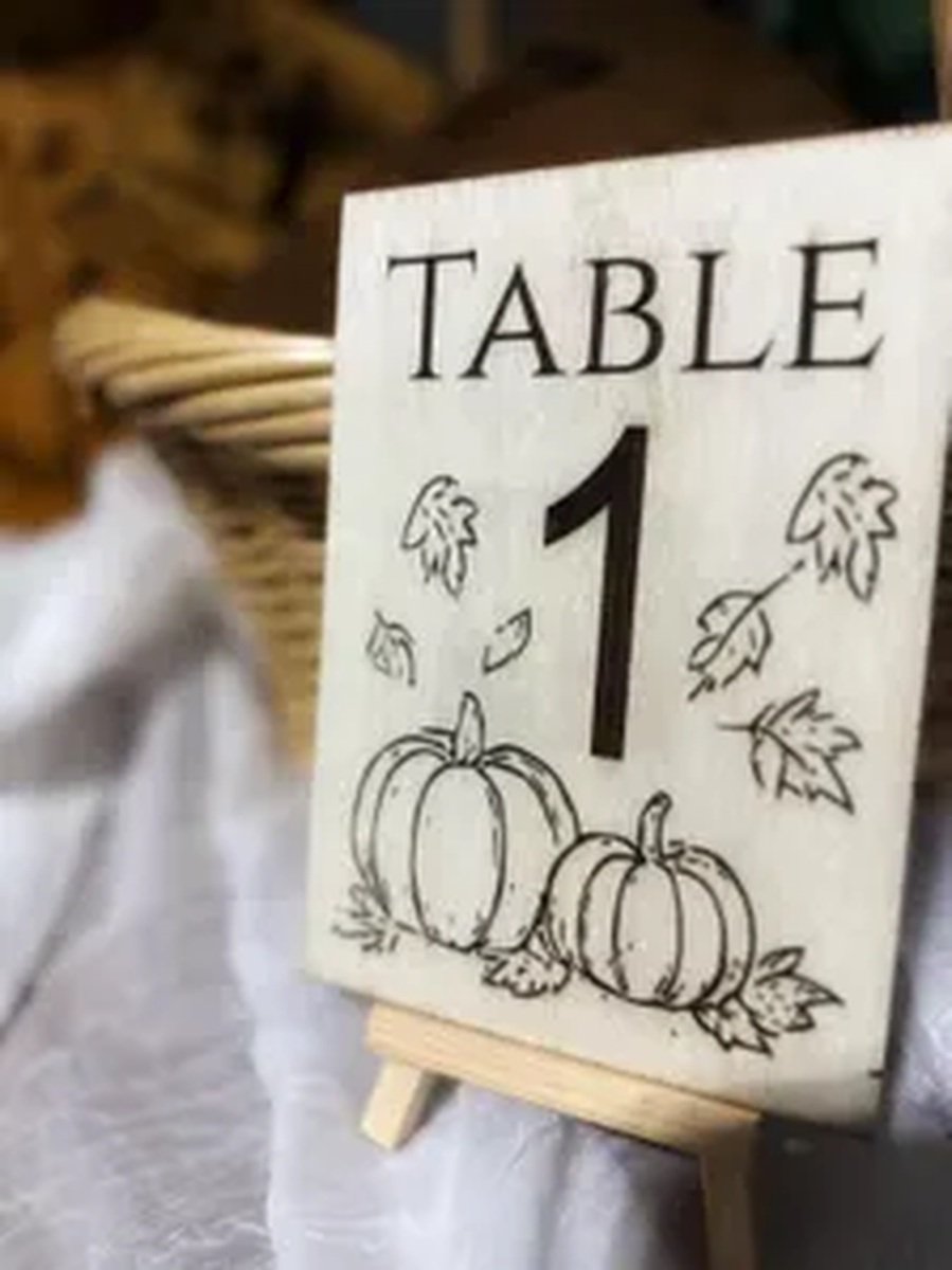 Personalized Wedding Table Number Signs: Engraved Wood, Seasonal Designs product image (1)