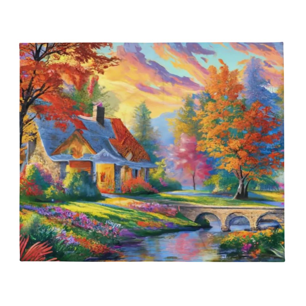 Tranquil Landscape Cottage Throw Blanket product image (3)