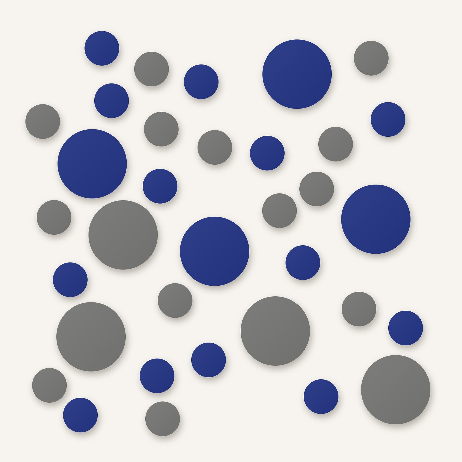 Grey and Navy Blue Polka Dot Wall Decals, 2" and 4" Vinyl Circle Stickers, Removable Dot Decals for Nursery, Kids Room, Playroom product image (1)