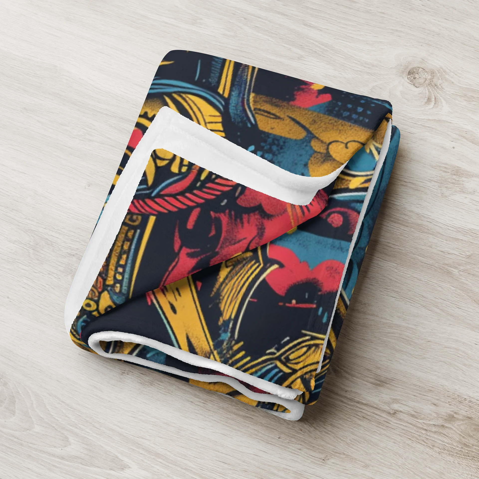 Japanese Samurai Throw Blanket | Vintage Oni Kabuto Fleece Blanket product image (3)