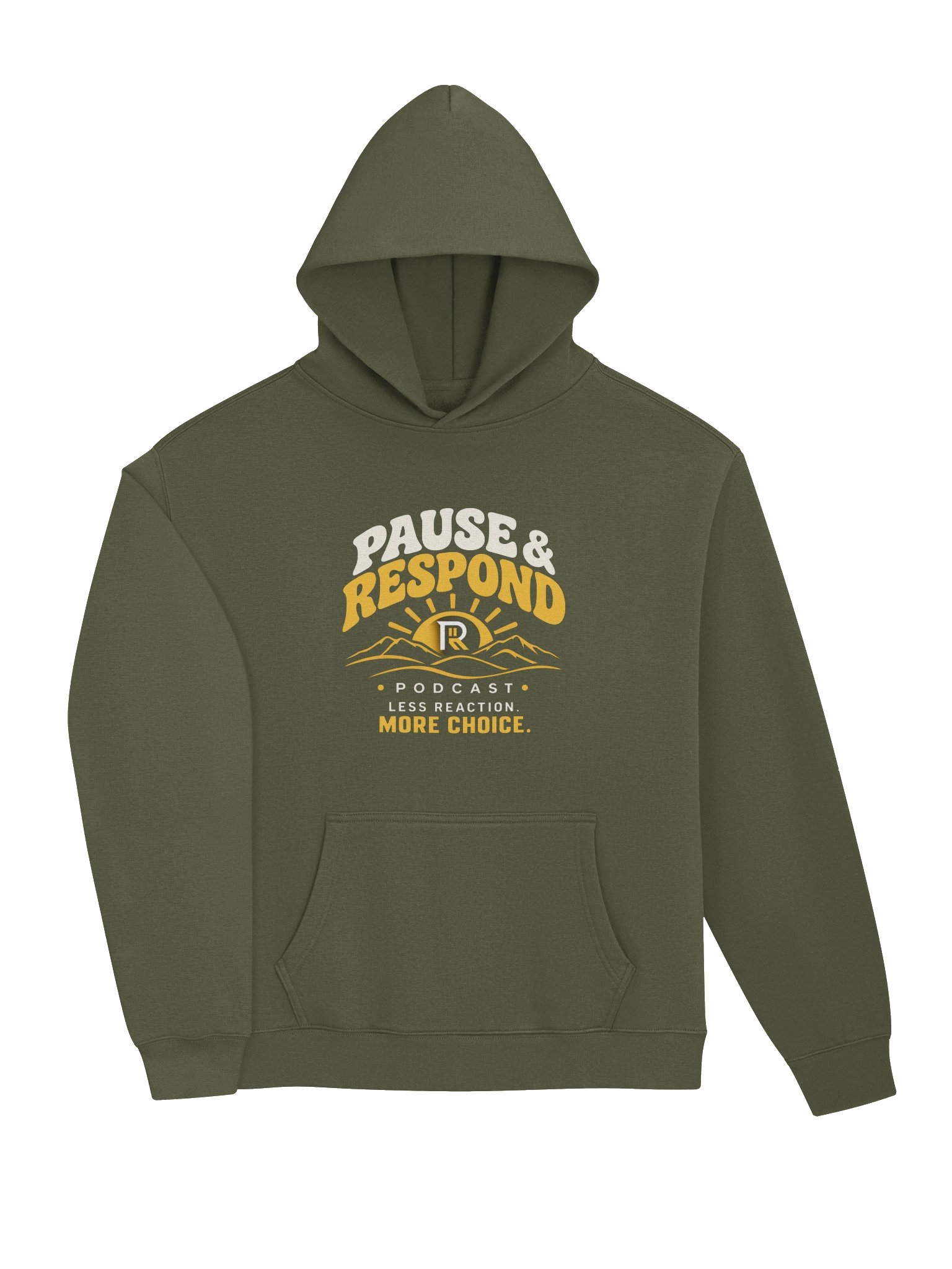 Pause & Respond Signature Sun Rising Hoodie- Olive Green product image (3)
