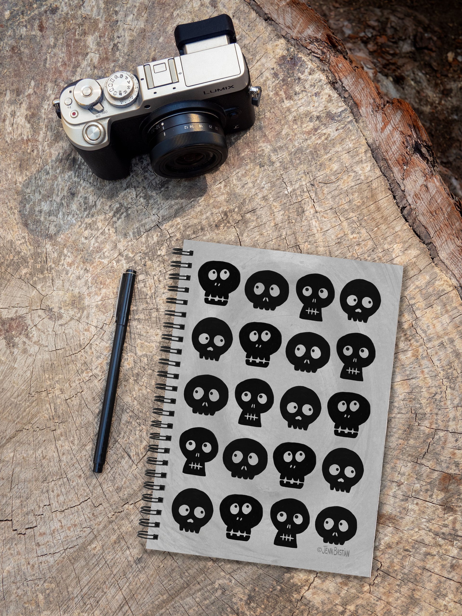 SPIRAL BOUND NOTEBOOK - BLACK SKULLS product image (2)
