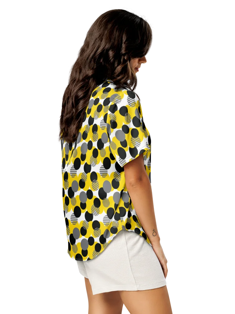 Cozy Chic Modern Geometric Polka Dot All-Over Print Women's Short Sleeve Pajama Top product image (7)