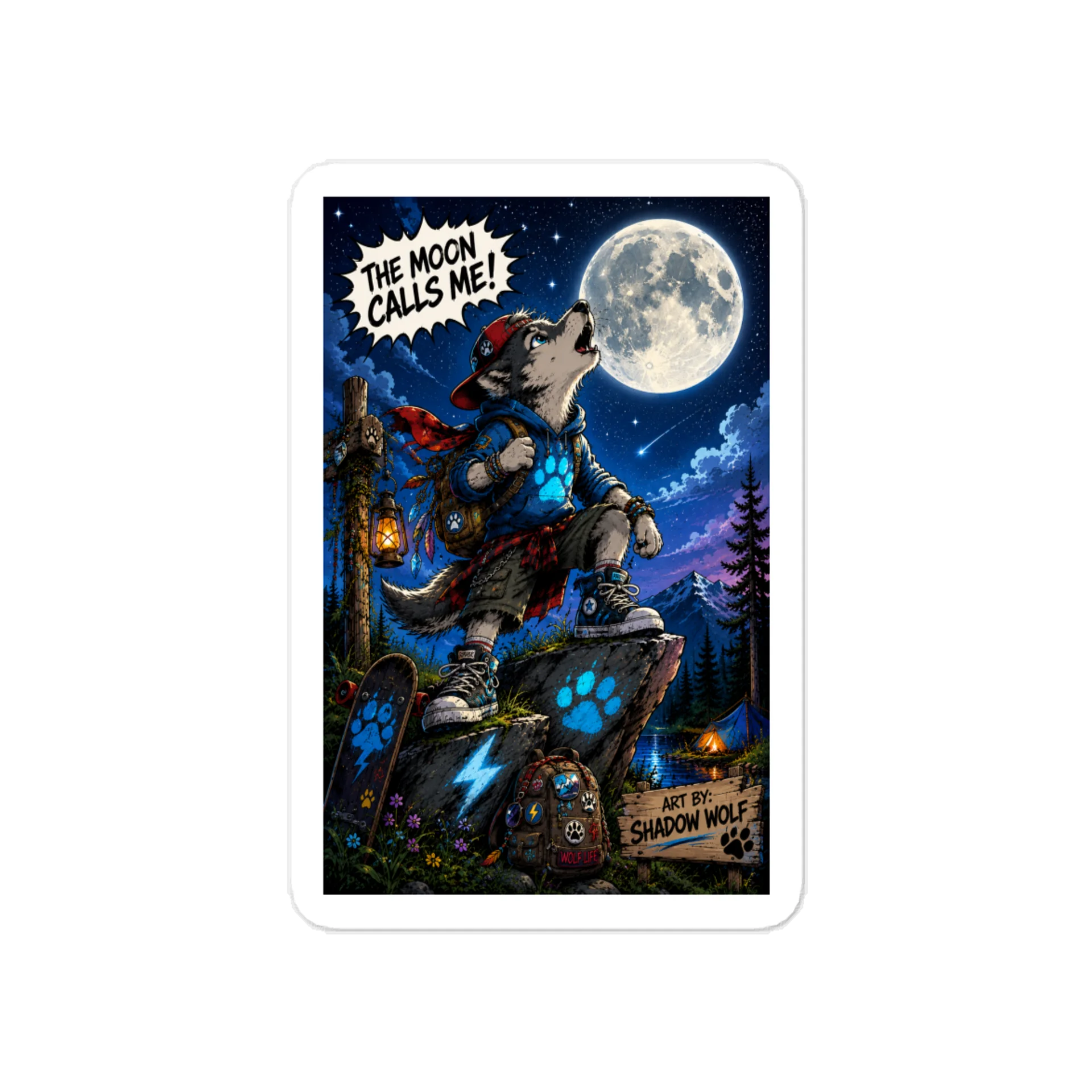 Shadow Wolf's Moon Adventure Sticker product image (1)