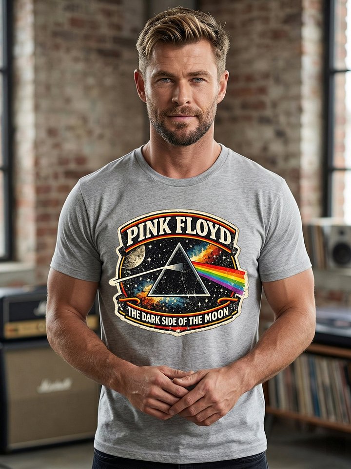 Pink Floyd Dark Side of the Moon T-Shirt | Prism Rainbow Design | 70s Rock Vintage Graphic Tee product image (1)