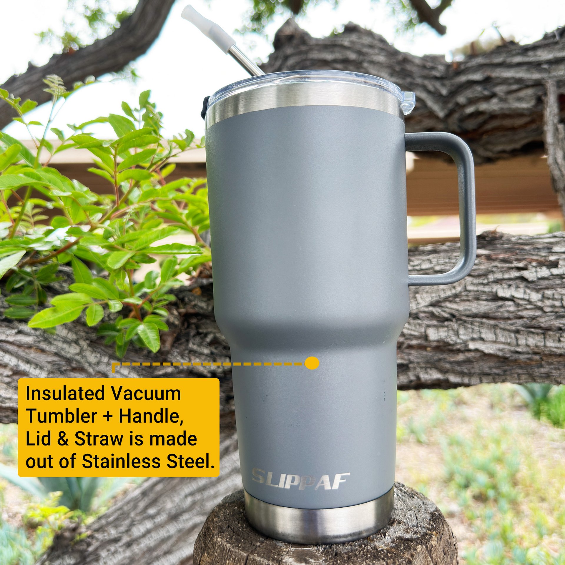 2 Pack Tumbler 20 & 30 Oz With Handle, Lid and Straw (Gray) product image (2)