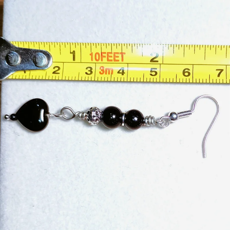 Feisty Dangle Earrings | Handmade, Silver-Tone | "My Black & Blue Heart" product image (3)