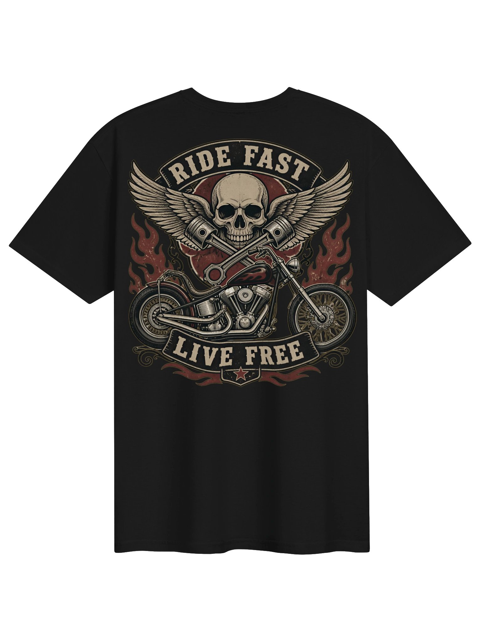 Ride Fast Live Free Biker Skull Tee product image (2)