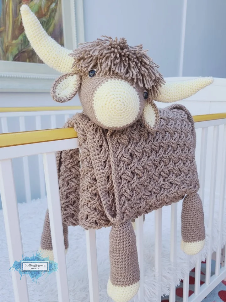 Highland Cow Crochet Baby Blanket Pattern | Scottish Afghan (PDF) product image (1)