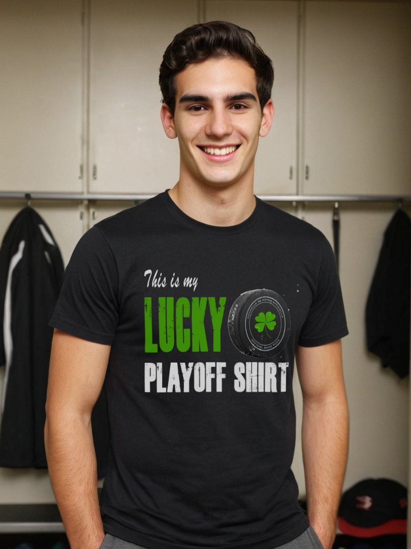 Funny Hockey T-Shirt – This is My Lucky Playoff T-Shirt – Beer League Hockey Shirt for Men – Gift for Hockey Players & Playoff Warriors product image (2)