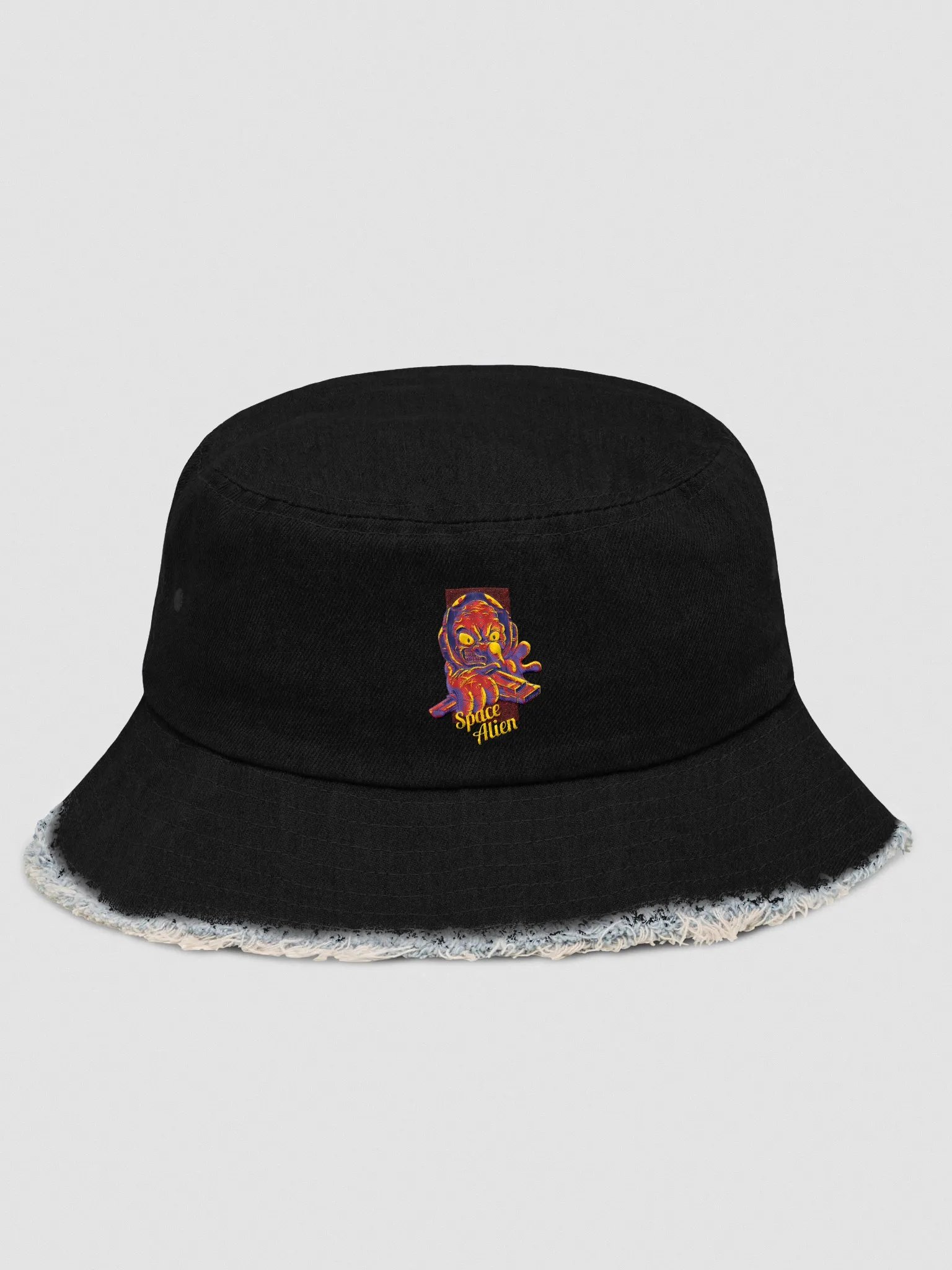Black Bucket Hat with Space Alien Design product image (4)