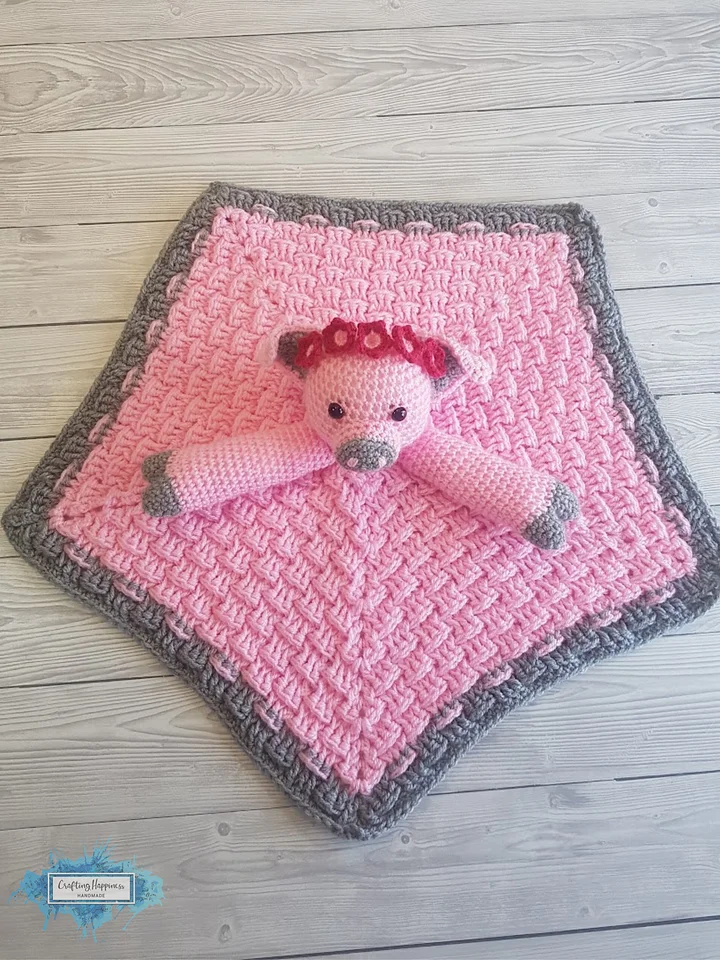 Pig Lovey Blanket Crochet Pattern - Baby Comforter Toy PDF Pattern - Crafting Happiness product image (2)