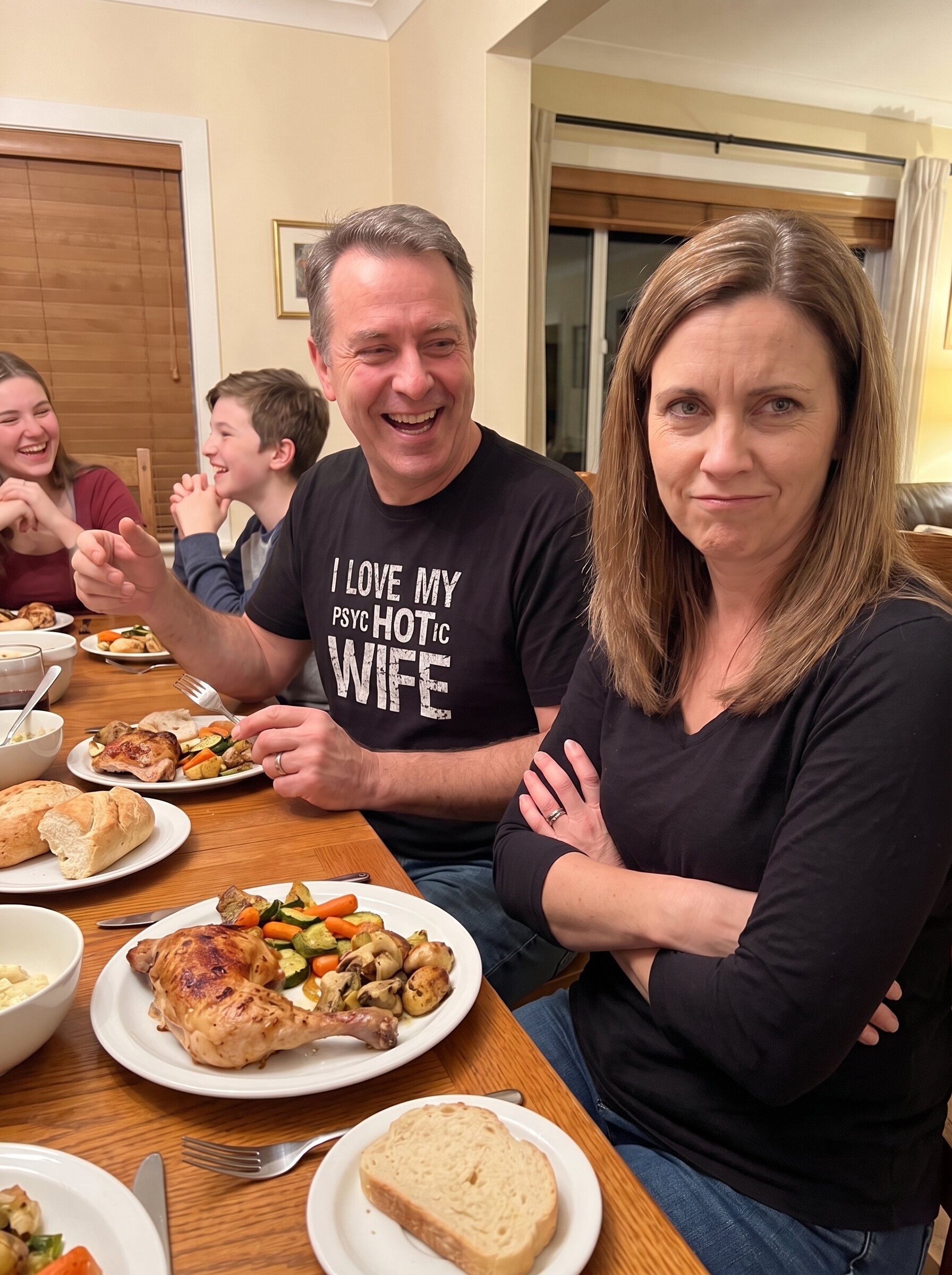 Dad wearing Proud Father tee