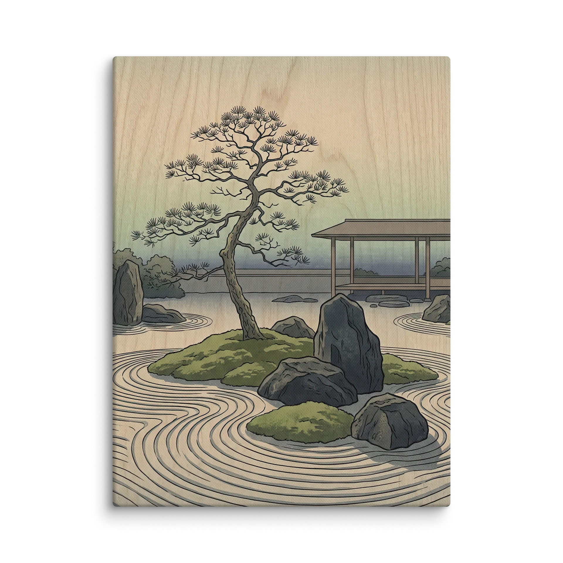 Tranquil Zen Garden Pine Canvas - Japandi Wall Art product image (1)