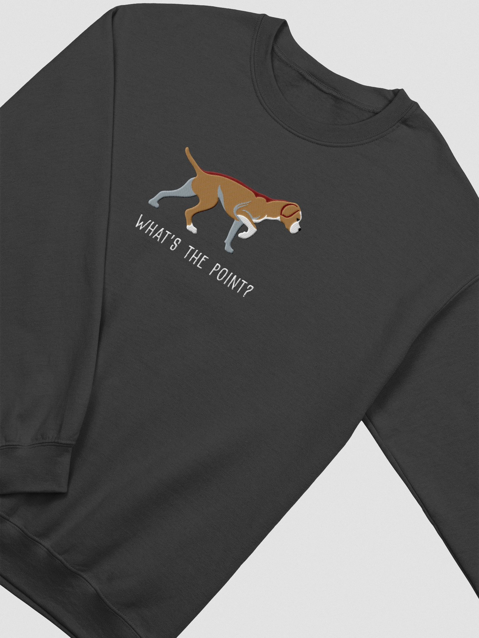 What's the Point? Sweatshirt (Embroidered) of a Portuguese Pointer(Tan) product image (6)