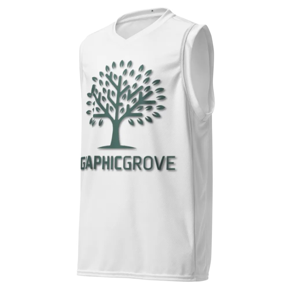 Graphic Grove Recycled Unisex Basketball Jersey - White with Tree Design product image (1)