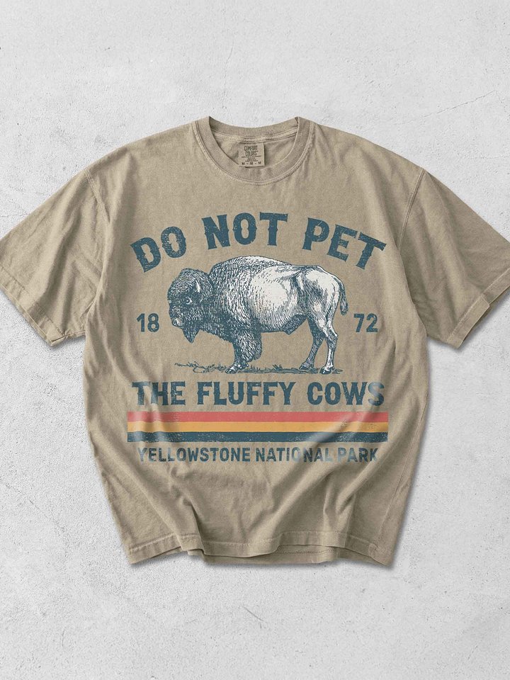 Yellowstone Bison Shirt – “Do Not Pet The Fluffy Cows” Funny Vintage National Park Tee product image (1)