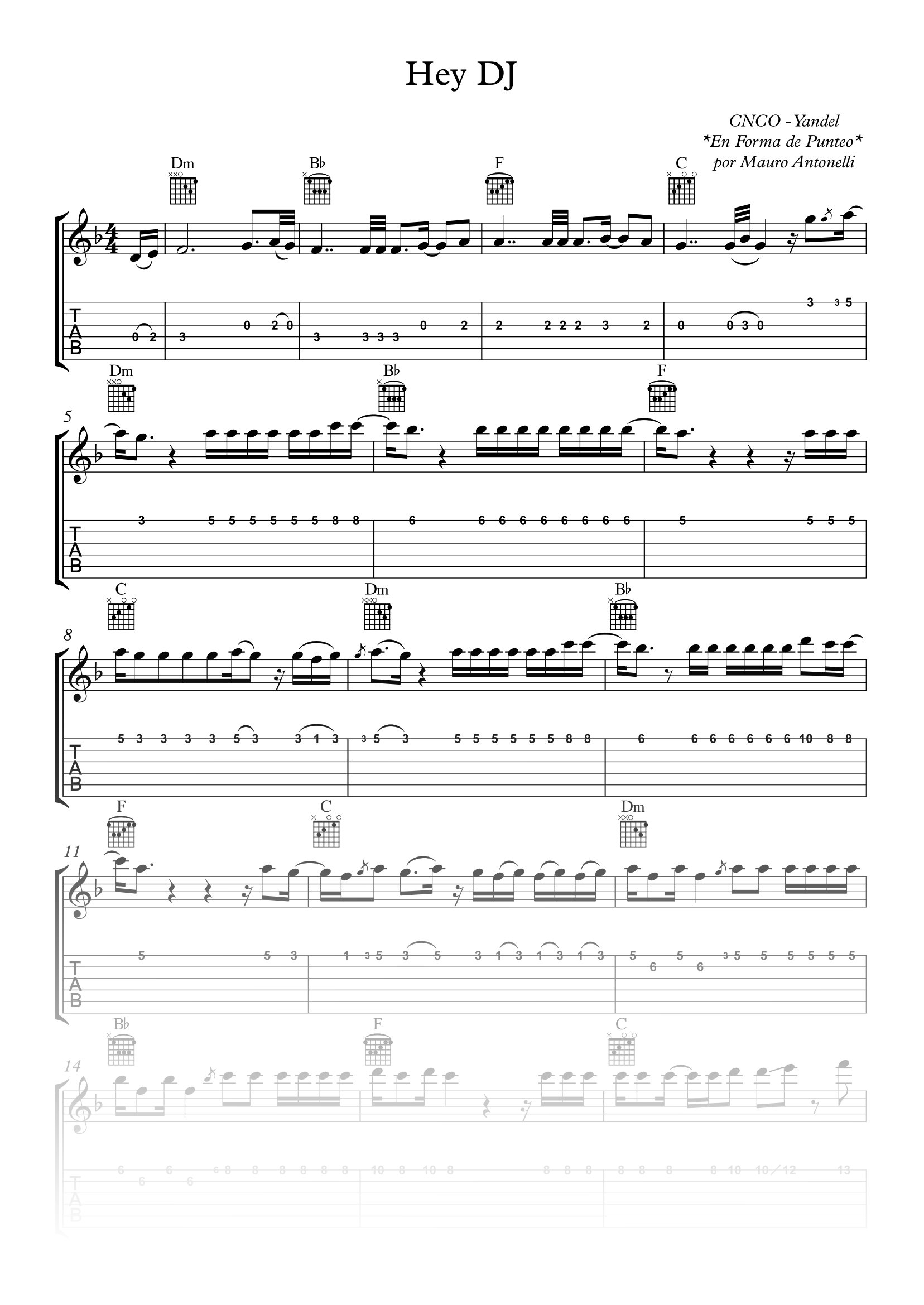 Hey DJ - Partitura + Tab + Acordes + Pista product image (1)