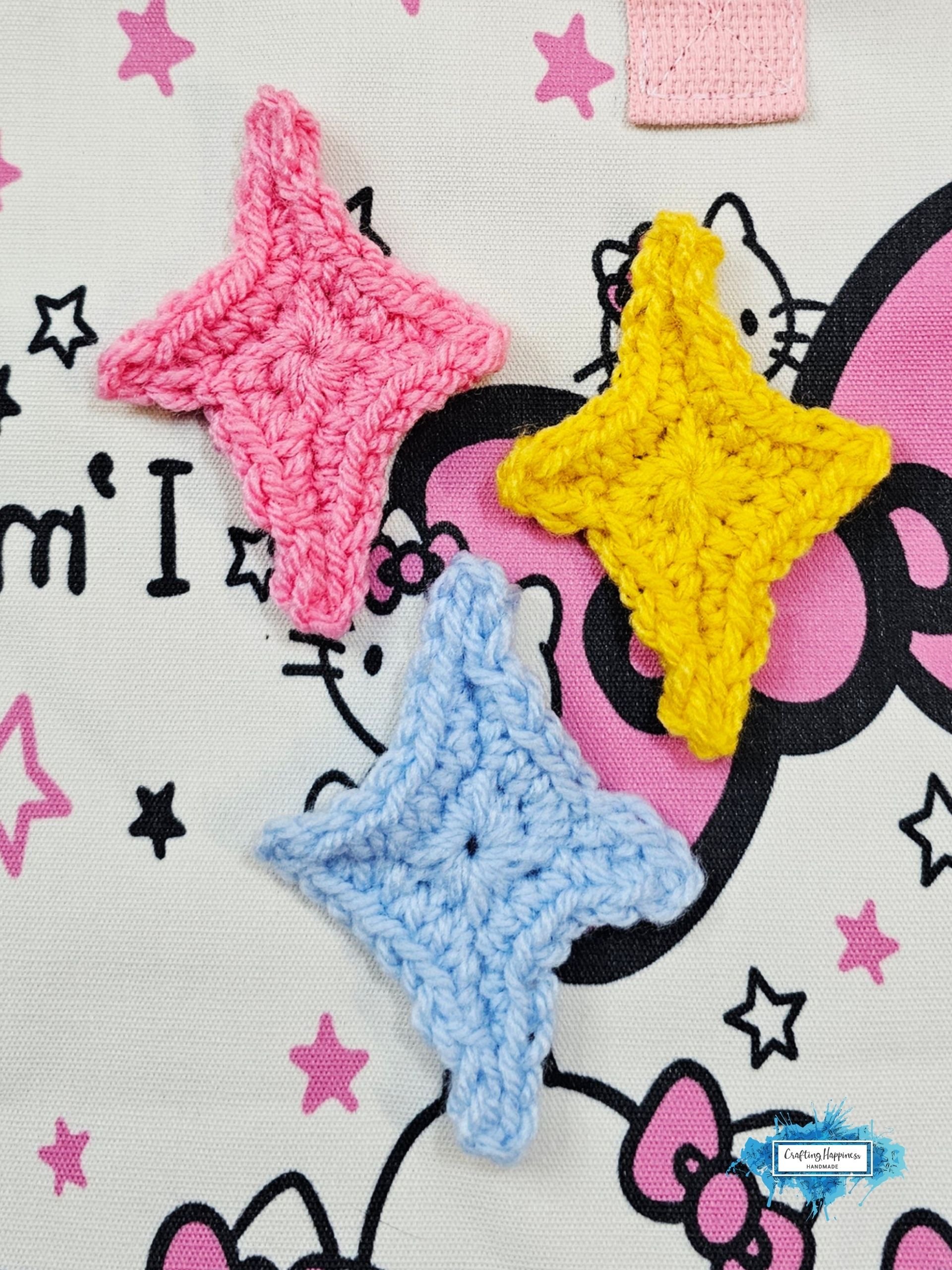 CROCHET PATTERN + VIDEO Emoji Sparkle Star 4 Sizes | Celestial Applique Motif | Kawaii Accessory | Cute Gift pdf product image (6)