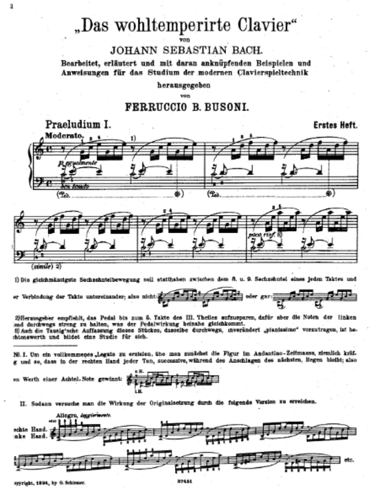 Ferruccio Busoni's Historic Edition: Bach’s Well-Tempered Clavier, Book (Complete BWV 846–869). G. Schirmer, 1894. Two-Volume Collector's Set product image (2)