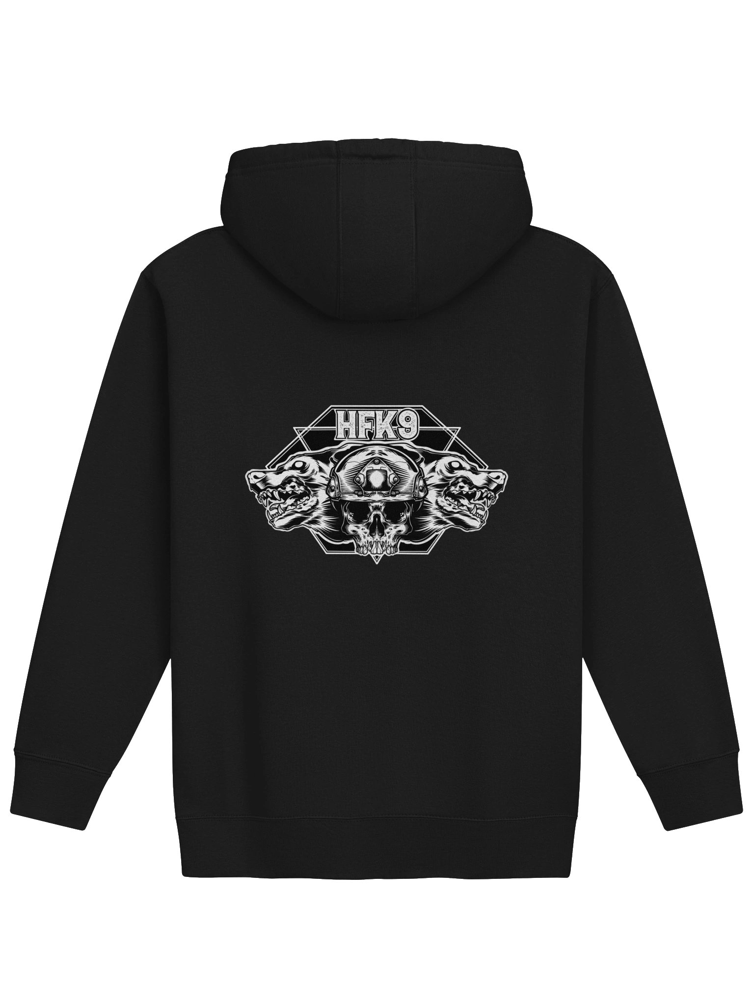 HFK9 Left Chest / Skull Back Hoodie — Black / Military Green product image (2)
