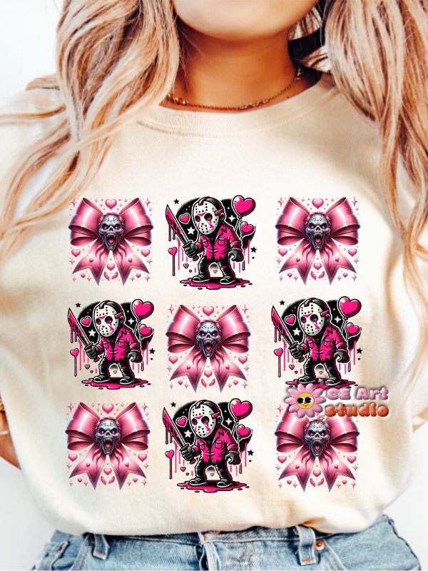 Horror Valentine Pink Coquette Bow PNG Design product image (2)