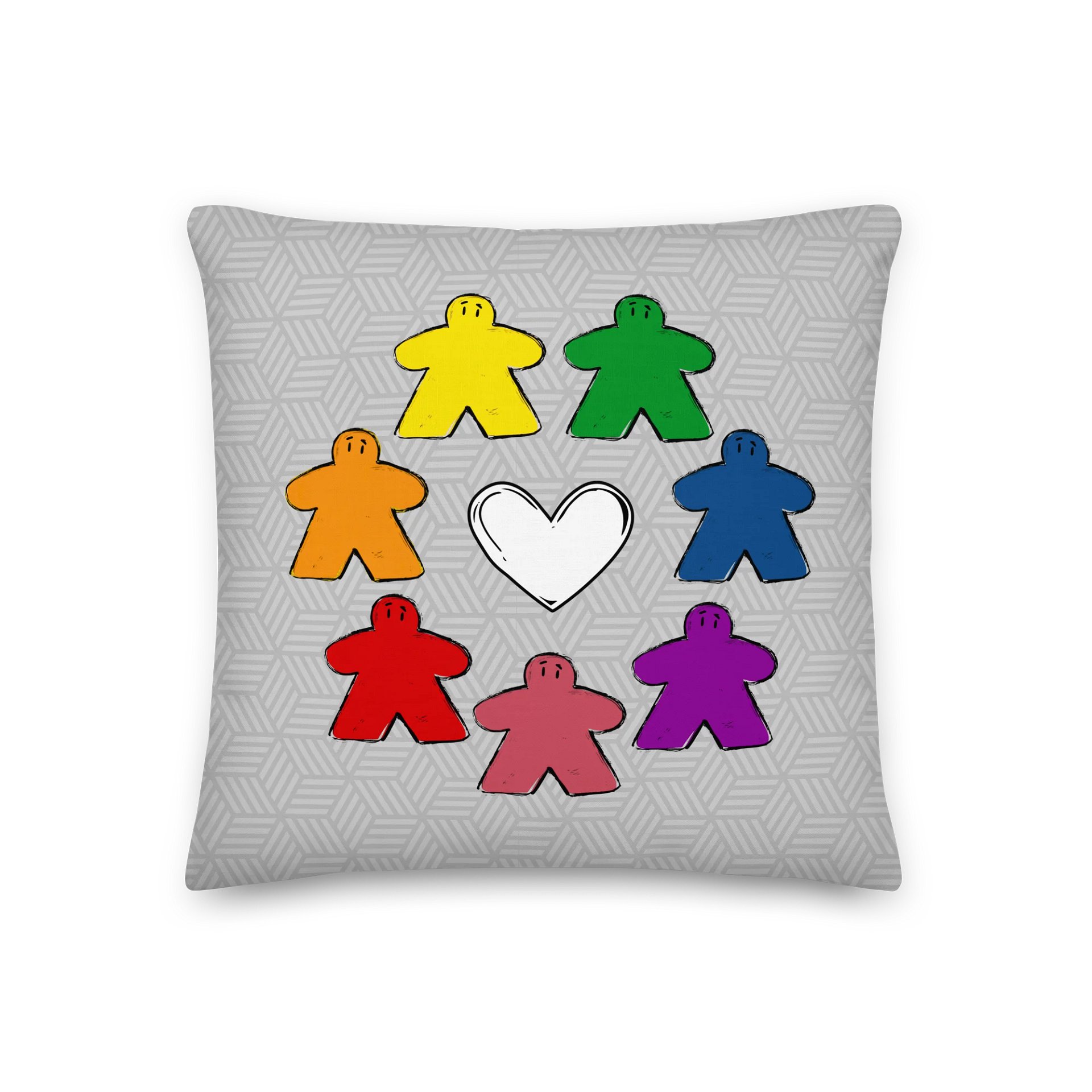 I Play Yellow Meeple Rainbow Pillow product image (4)