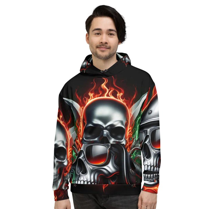 Fiery Skull and Crossed Swords - Unisex Skull Hoodie #29 product image (2)