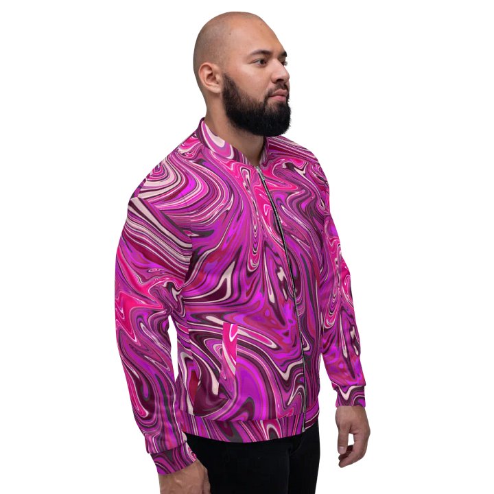 Unisex Bomber Jacket - Pink and Purple Digital Fluid Art product image (2)