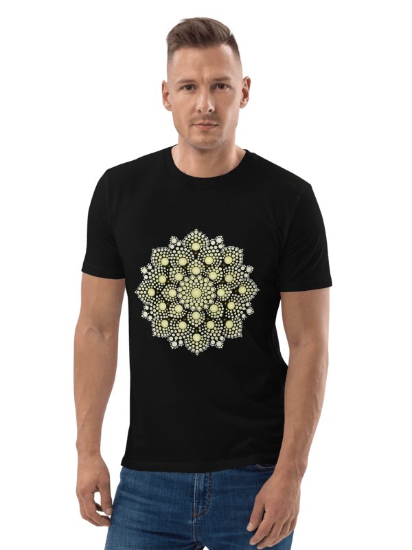 Yellow Dot Mandala Unisex Organic Cotton T-Shirt product image (4)