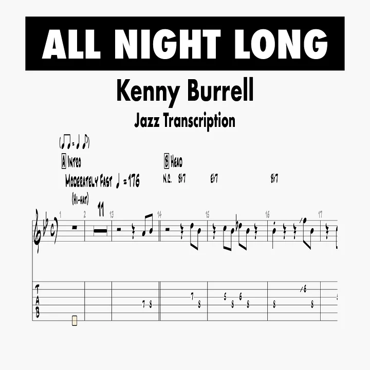 (Transcription GP) All Night Long - Kenny Burrell Solo Transcription product image (1)