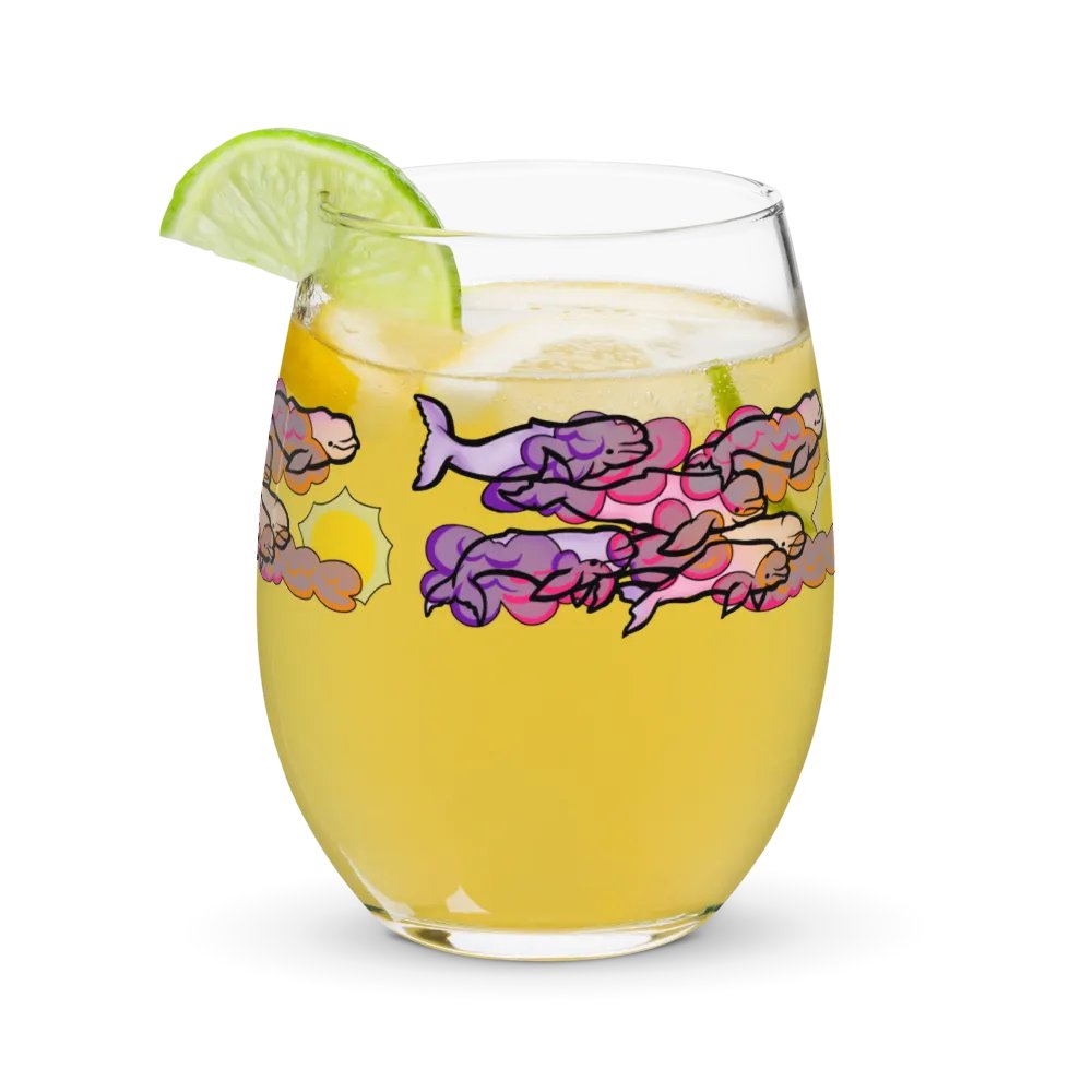 sunset beluga whales stemless wine glass product image (12)