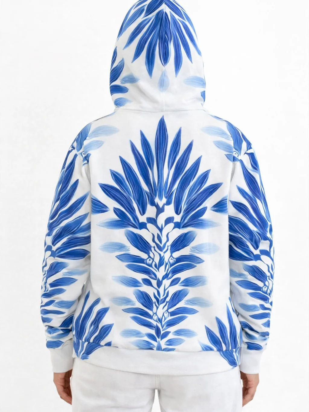 Symmetrical Blue Floral Women’s Zip Hoodie product image (3)
