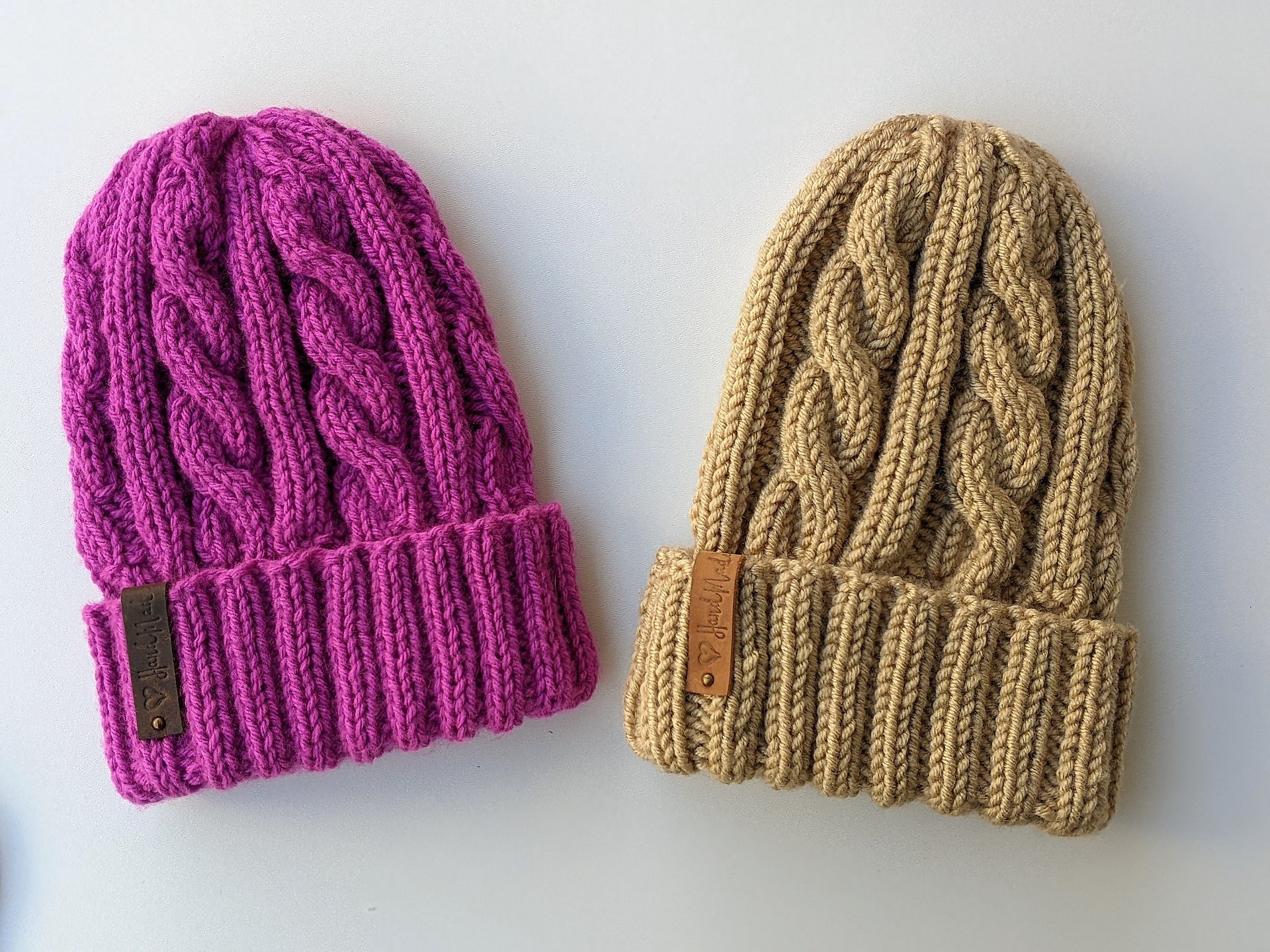 Worsted-Weight Yarn Crème Brûlée Cable Hat Knitting Pattern product image (3)