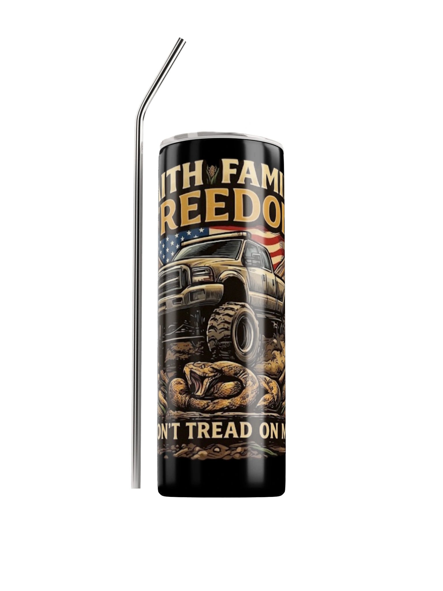 Faith Family Freedom 20oz Tumbler — Vintage Patriot Truck Design product image (1)
