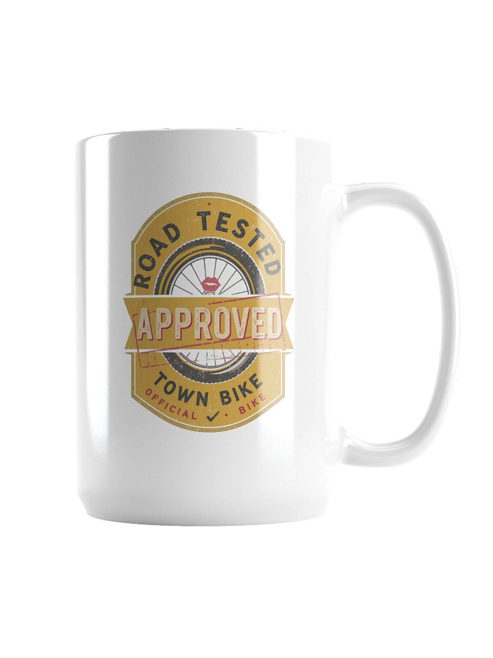 “Road Tested & Approved” Mug 🚲☕ | The Town Bike | Funny Coffee Cup | 15oz Glossy White product image (2)