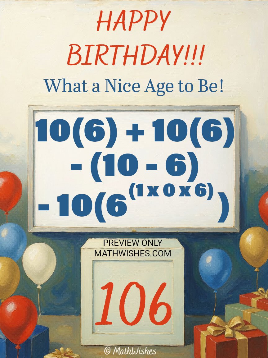 106th Birthday Card - Math Formula product image (1)