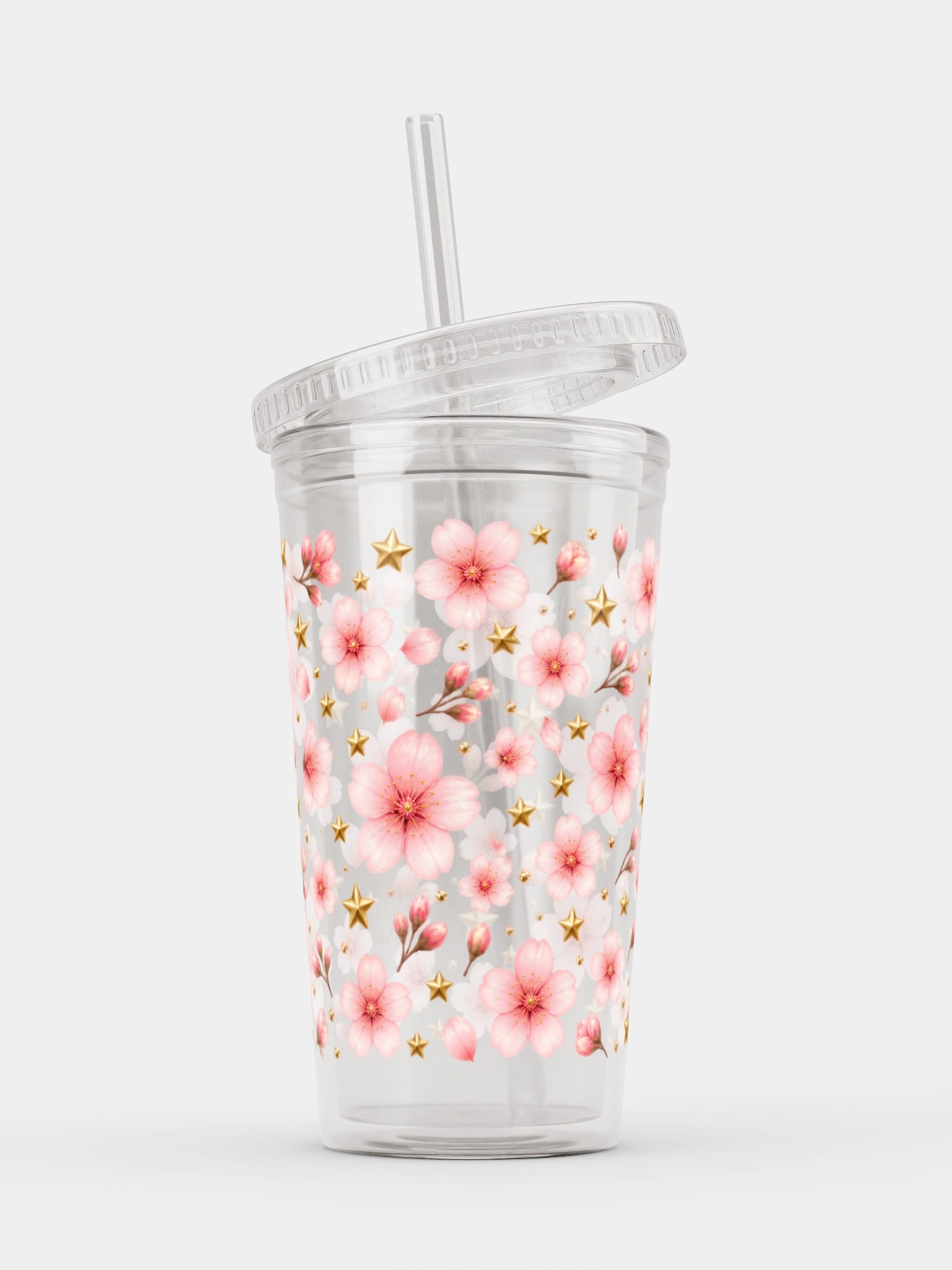 Cherry Blossom Clear Dual Wall Tumbler 16 Oz (473 ml) product image (3)