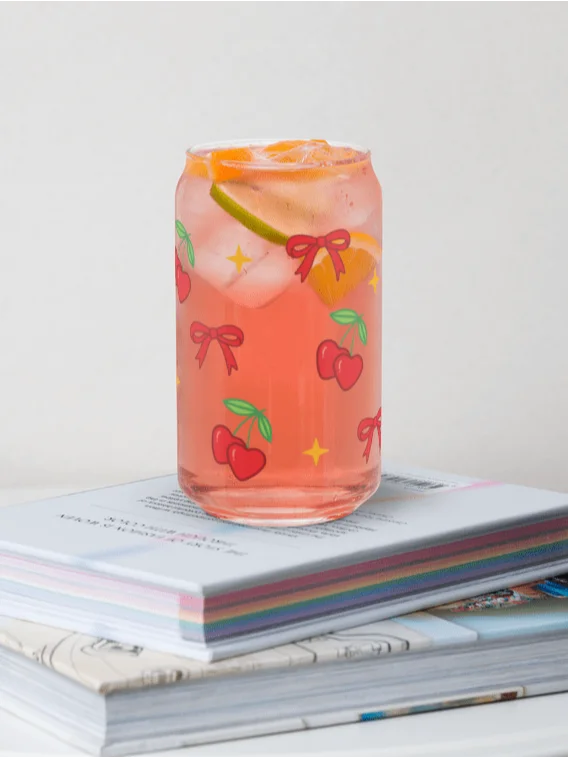 cherries n bows glass cup product image (1)