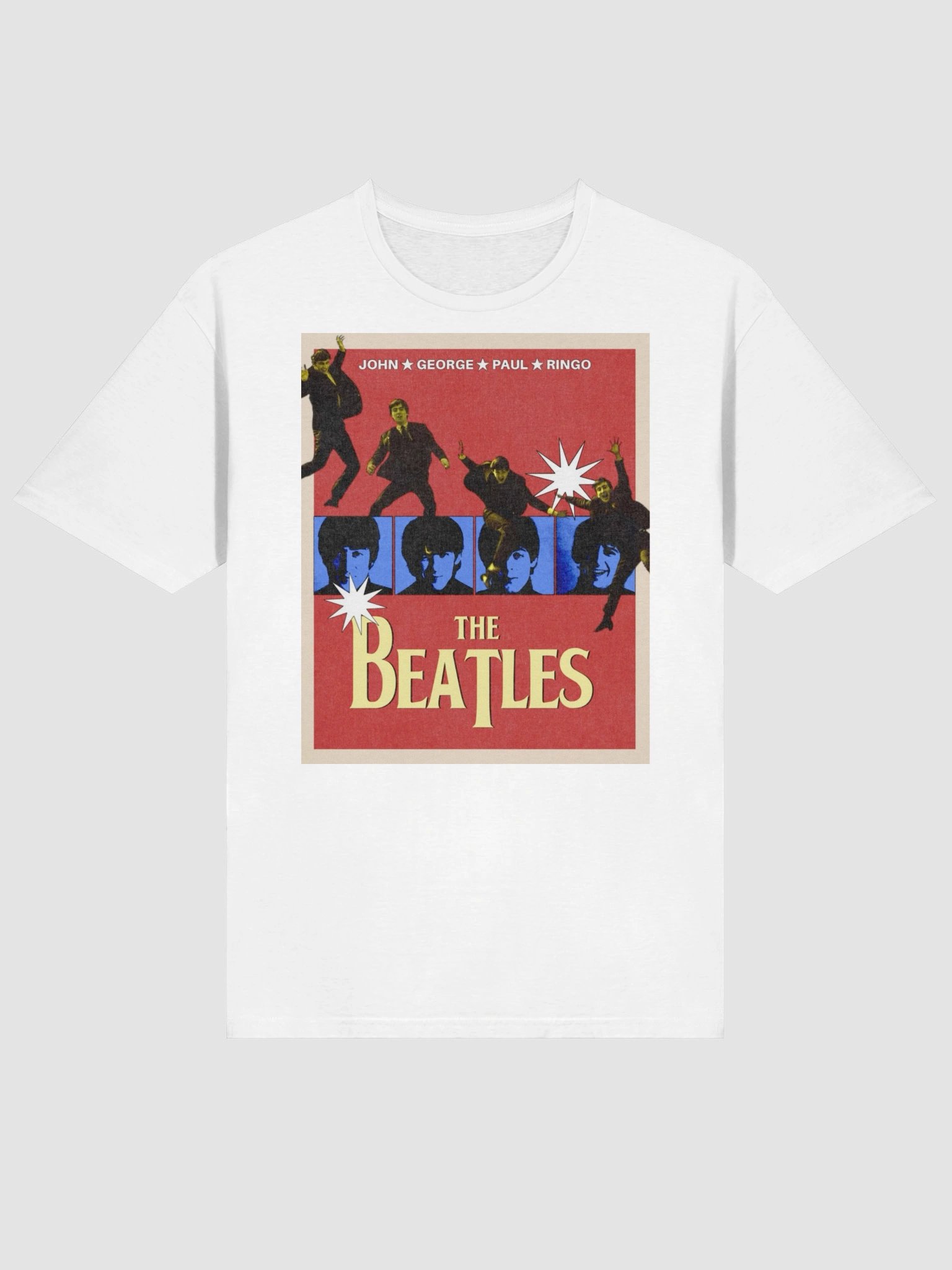 The Beatles Pop Art T-Shirt | Vintage Red & Blue Rock Band Poster Graphic Tee product image (3)