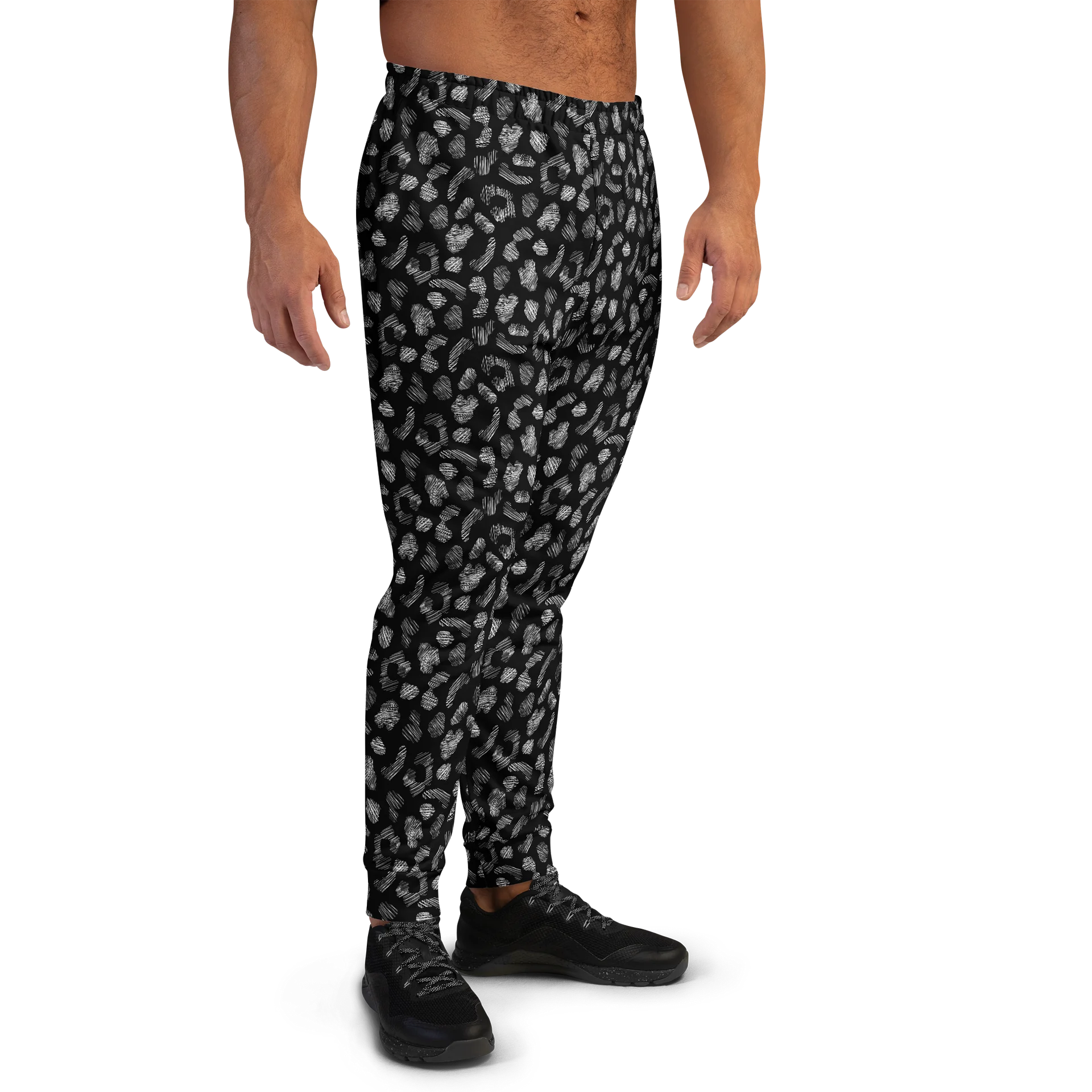 Comfortable Recycled Men's Joggers with Bold Black Leopard Print product image (4)