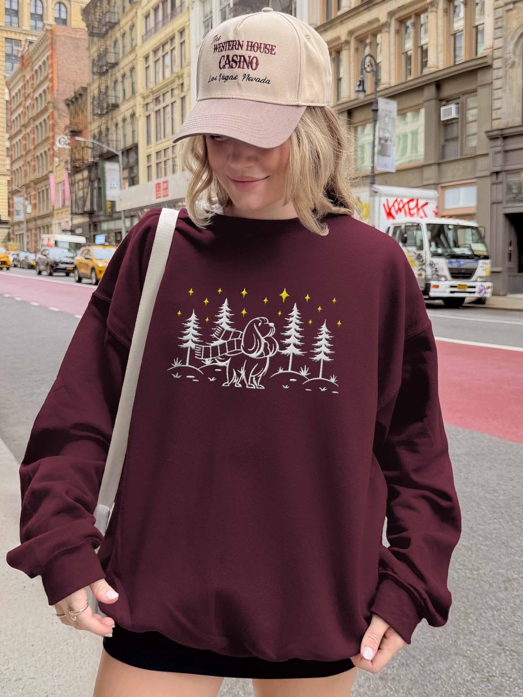 Cavalier King Charles Spaniel Winter/Christmas Line Art Design Embroidered Sweatshirt product image (2)