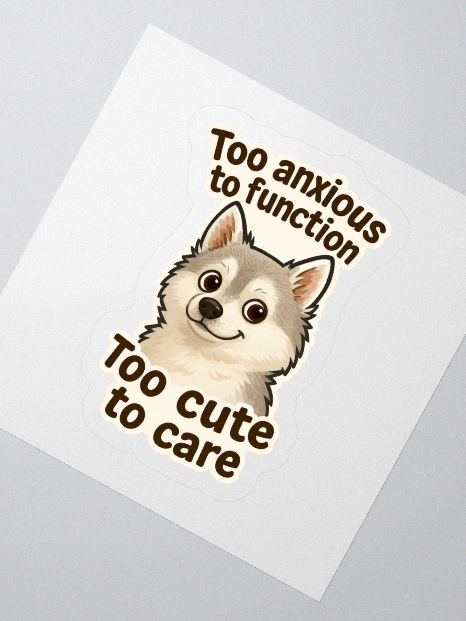 Too Anxious. Too Cute. – Cordell Sticker 🧠🐾 product image (2)